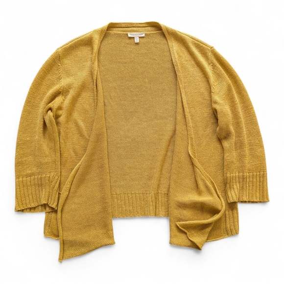 Eileen Fisher 100% Hemp Marigold Cardigan Sweater Open Front‎ Patch Pockets M - Picture 3 of 8